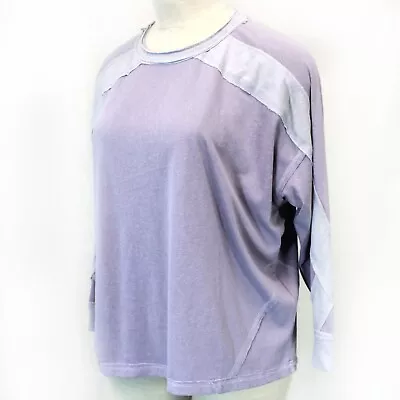 Easel Lavender Oversized Crew Neck Long Sleeve Tee Top Tunic Small • $29.99