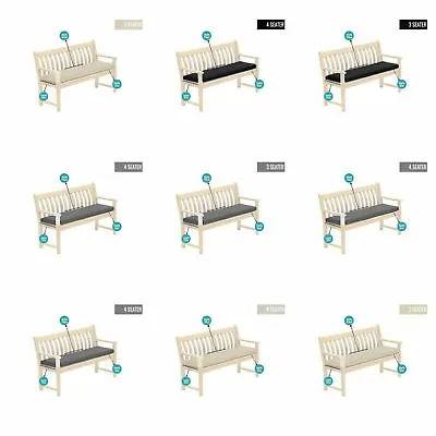 Outdoor Waterproof Fabric 2 3 4 Seater Bench Pad Garden Furniture Seat Cushion • £21.95