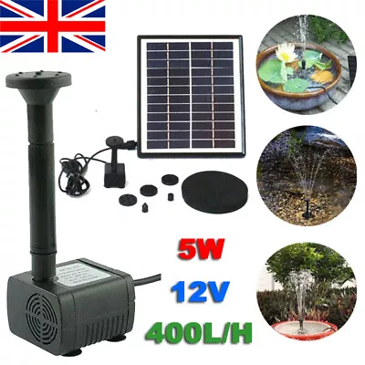 Solar Panel Powered Water Feature Pump Garden Pool Pond Fish Aquarium Fountain • £11.98