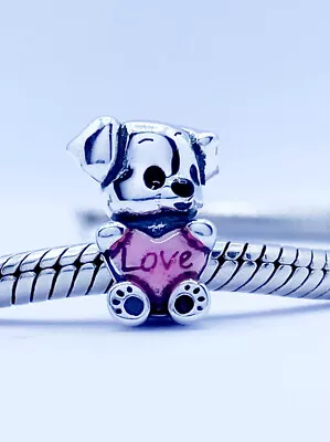 💖 Cute Puppy Dog Charm Love Heart Pet Animal Genuine 925 Sterling Silver 💖 • £15.79