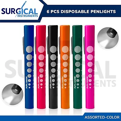 6 Pcs Disposable Penlights Diagnostic ENT Emergency Medical -  Assorted Colors • $7.99