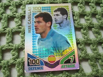 Match Attax Attack World Cup 2010 - IKER CASILLAS - 100 Hundred Club Card • £1.94