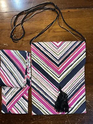 Handmade “Fiber Artistry” Crossbody Bag & Matching 56” Sash/Scarf • $30