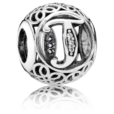 $49.95 • Buy Authentic PANDORA Vintage Letter T Openwork Charm - 791864CZ RETIRED