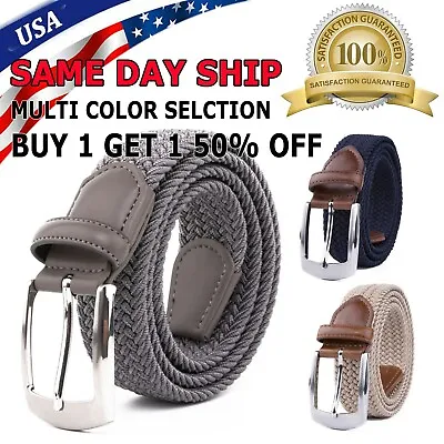 Elastic Fabric Braided BeltEnduring Stretch Woven Belt For Unisex Men/Women/Jun • $9.95