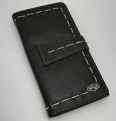 Mario Hernandez Black Leather Wallet Clutch Designer Colombia Hand Made Stitch • $19.99