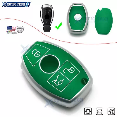 Key Fob Cover Case Shell Holder TPU Green For Mercedes CLA CLS CLK GLK GLA GLC • $13.46