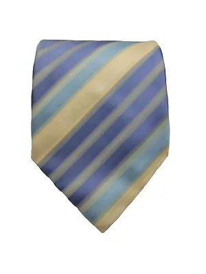 Hugo Boss Necktie Pastel Blue Yellow 100% Silk Italian Tie 57  X 3.5   • $16.99