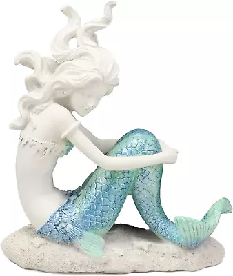 Ebros Gift Nautical Capiz Blue Tailed Siren Mermaid With Seashell And Starfish • $35.62