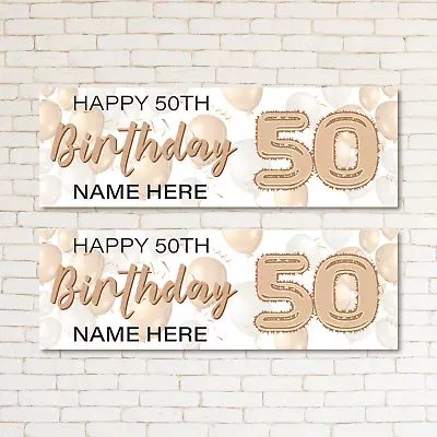 2 Personalised Gold Balloons Kid & Adult 50TH Birthday Party Banner Event Decor • £3.69