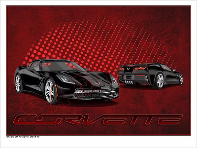 C7 Corvette Stingray Muscle Car Art Print 18 X 24 - 10 Colors • $54.99