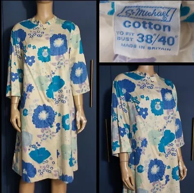 60s/70s Vintage St Michael Psychedelic Floral House Dress/Coat/Robe • £25