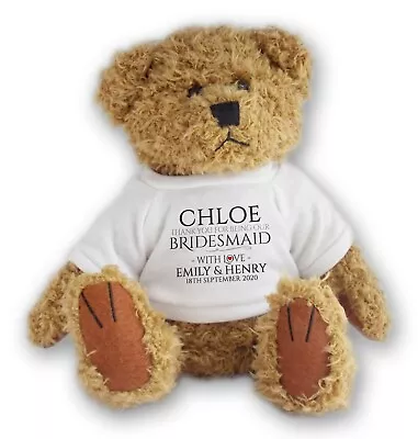 £12.95 • Buy Personalised BRIDESMAID Wedding Teddy Bear Thank You Gift - NTED6