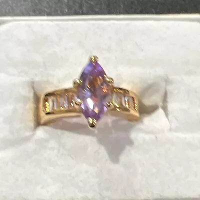 Lind Ring Size 4 Lavender Stone Signed Estate Jewelry   • $19