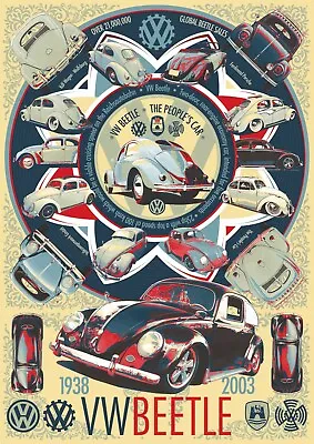 Home Wall Art - Canvas Framed Or Poster Print - VW VOLKSWAGEN BEETLE - Any Size • $8.36