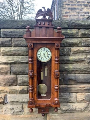 Antique Walnut Double Weight Vienna Wall Clock • £325