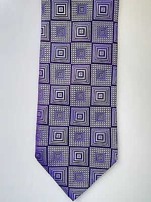 Ermenegildo Zegna 100% Silk Tie Men's Purple Geometric Made In Italy • $25