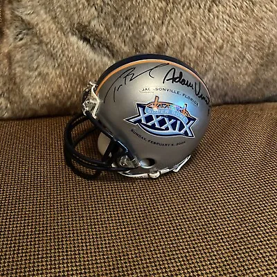 Patriots Tom Brady And Adam Vinatieri Signed Super Bowl 39 Mini Helmet 2004 Auto • $1500