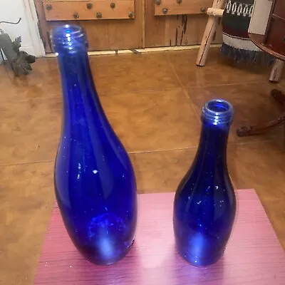 Vintage Cobalt Blue Large Bottle Glass No Cracks Ty Nant Marking • $2