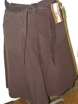 70s Wrap Skirt Deadstock Brown Corduroy Rome Dble Pocket Vintage Clothing Med • $51.27