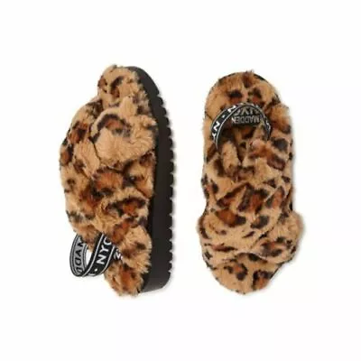 Madden NYC Animal Print Faux Fur Crossband Platform Slipper Sandal • $20