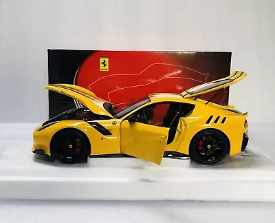 1/18 BBR Ferrari F12 Yellow/Black Stripe/Black Rims Diecast Full Open Version • $495