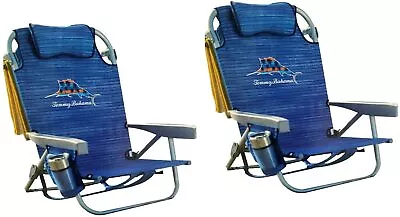 2 PACK - Tommy Bahama Back Pack Folding Beach Lake Deck Chair - Blue - NEW 2022 • $152.99