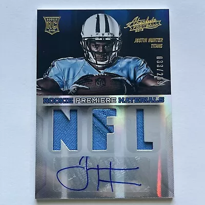 2013 Absolute Premiere Materials Rookie Auto #216 Justin Hunter Titans 033/299 • $4.69