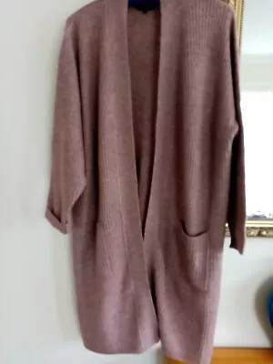 Ladies Long Line Long Sleeved Cardigan Light Brown Size L Peacocks • £5