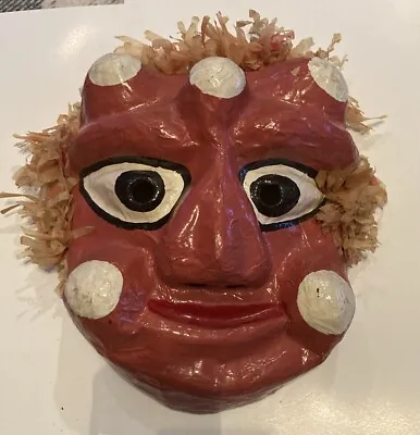 Red Paper Mache Face Mask Theater / Mukji Korean Vintage • $40