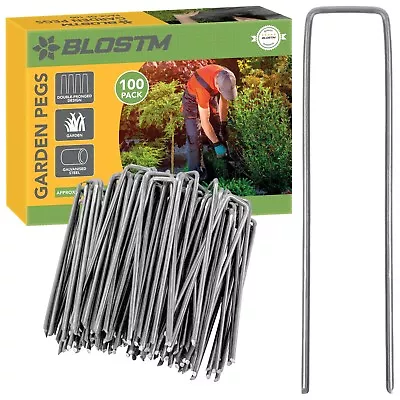 100 X Metal Galvanised Garden Pegs Landscape Weed Membrane Staples U Pins Hooks • £10.99