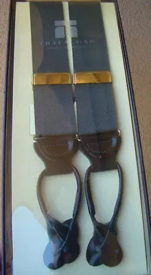 Trafalgar Mens Gray Textured Suspenders Braces Nordstroms NIB New • $29.99