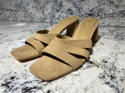 $29 • Buy ZARA New Strappy Mid Heel Split Suede Sandal Women's Size 9 EU 40 No Box