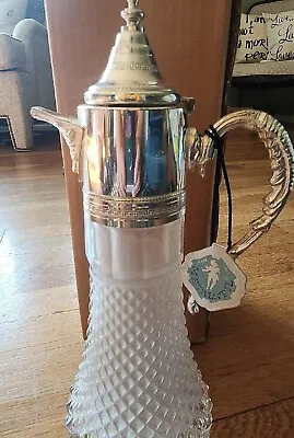 Vintage Glass And Silver Plated Wine Jug/Water Pitcher 14 Brand New With Tag • $55