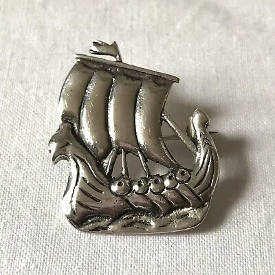 Vintage Sterling Silver Celtic Viking Ship Brooch Hamish Dawson Bowman IONA CAI • $61.88