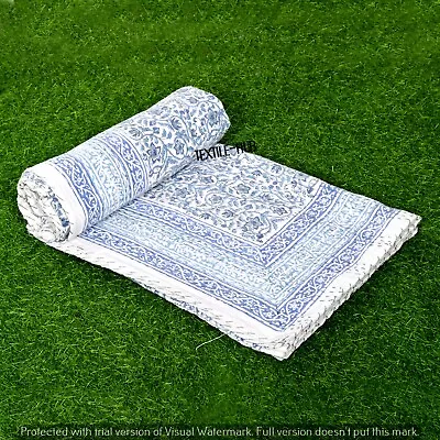 £35.99 • Buy Kantha Quilt Twin Floral Print Indian Handmade Bedspread Blanket Bedcover Throw