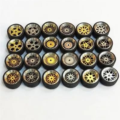 1/64 Scale Alloy Wheels - Custom Hot Wheels MatchboxTomy Rubber Tires • $5.90