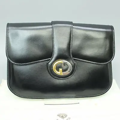GUCCI Vintage Leather Clutch Bag Black Made In Italy JUNK • $195
