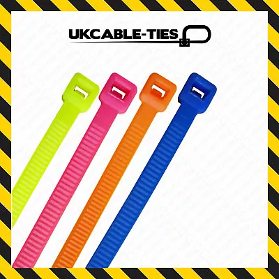 Fluorescent Cable Ties Nylon Plastic Colours Green Blue Green Orange Pink Yellow • £99.19