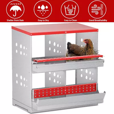 Chicken Nesting Box Hen Laying Nest Boxes 4 Hole Rollout Egg Collection Metal US • $106.62