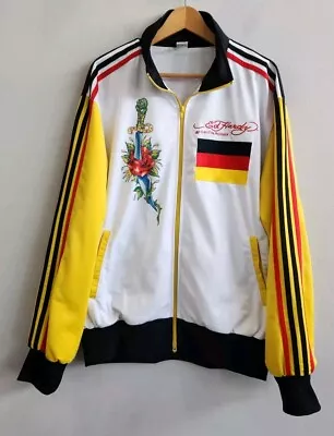 ED HARDY CHRISTIAN AUDIGIER Germany Track Jacket Full Zip Striped Y2K Men's XL • $65.99