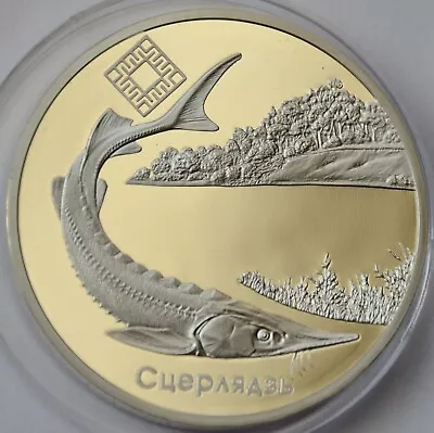 Belarus 20 Roubles 2007 Sturgeon STERLET Dniepra–Sozhsky Wildlife Reserve COA • $145.99