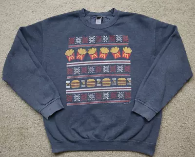 Vintage McDonalds Sweater Adult Medium Gray Graphic Holiday Casual Men • $7.49