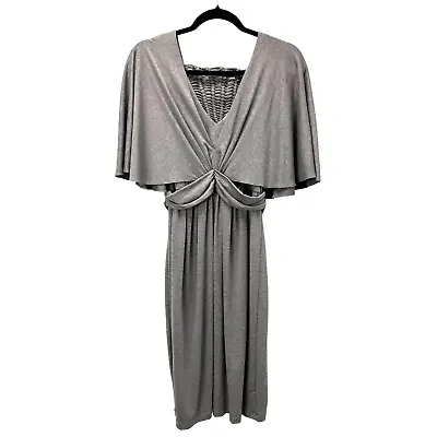 NWT Maternal America Grey Cape Sleeve Maternity Dress Womens L • $40