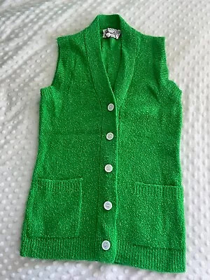 B Altman Women's Sweater Vest Green White Buttons Size Small • $20