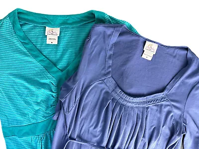 Oh Baby Maternity Women’s Lot Of 2 Short Sleeve Shirts Size Medium Aqua And Blue • $18.99