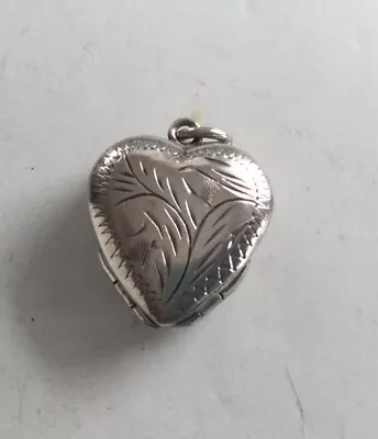 Vintage Engraved Heart Locket 925 Silver Holds 4 Pictures • $19