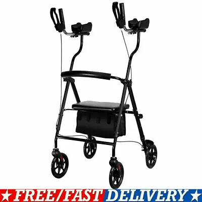 $99.09 • Buy Upright Rollator Rolling Walker Medical Seat & Back 4 Wheel For Seniors 300 Lbs