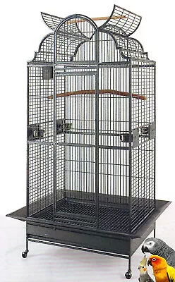 Large Elegant Wrought Iron Open Dome Play Top Parrot Macaw Cockatoos Bird Cage  • $129.58