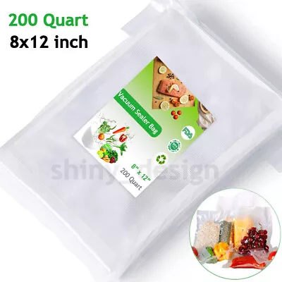 $32.99 • Buy 200 Vacuum Sealer Bags Quart 8 X12  Embossed Food Saver Storage Package 4 Mil